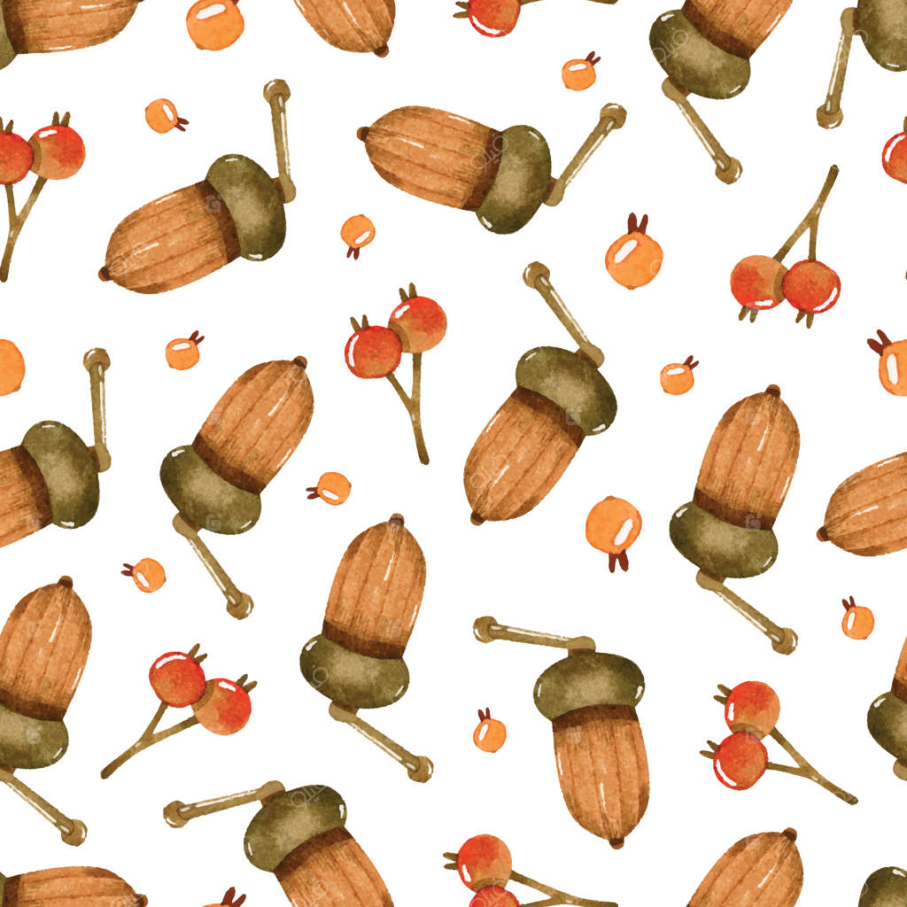 پترن آبرنگی یکپارچه بلوط و توت