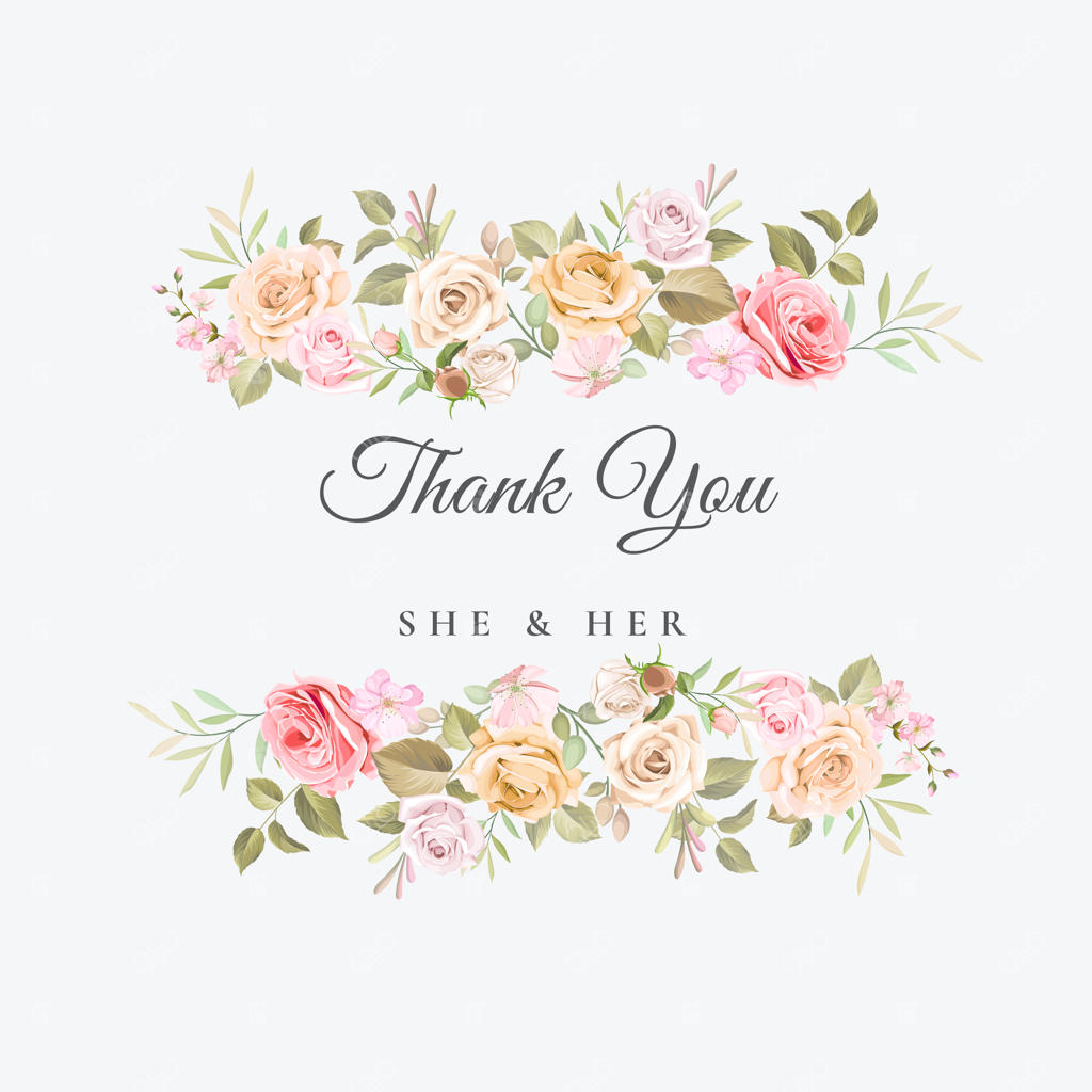 کارت تشکر عروسی با طرح گل‌های زیبا