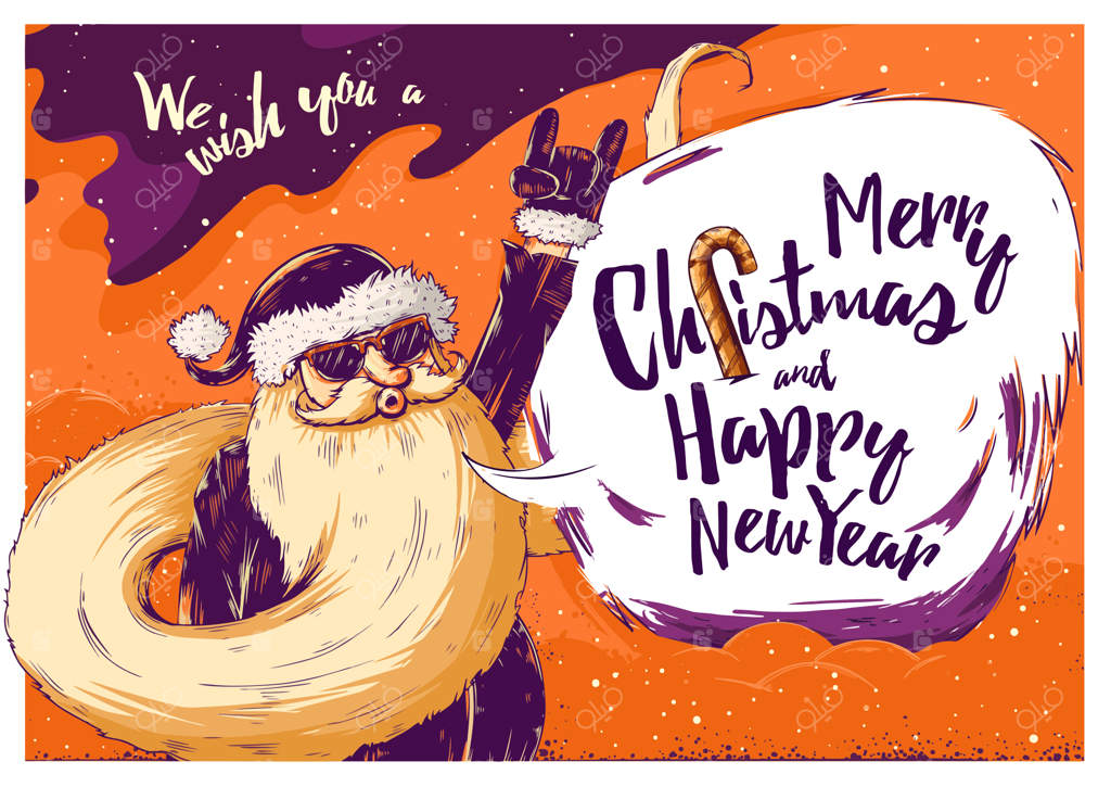 کارت تبریک کریسمس هیپستر با بابانوئل - تصویر وکتور