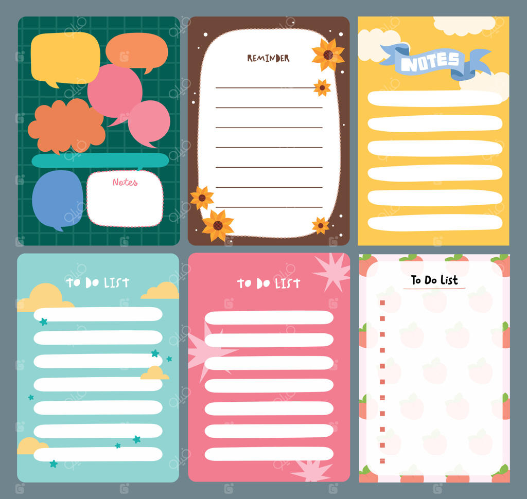 ست جذاب و بامزه عناصر ژورنالینگ به رنگ‌های ملایم شامل یادداشت‌ها، برچسب‌ها و لیبل‌ها، ایده‌آل برای برنامه‌ریزی، دفترچه‌های خاطرات، پروژه‌های مدرسه و طراحی‌های خلاقانه و دکوراتیو