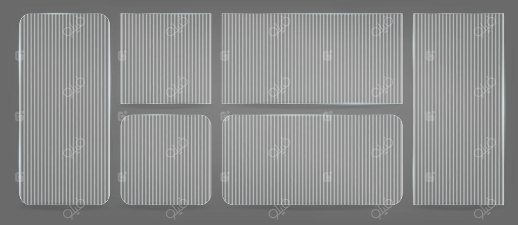 صفحات پلاستیکی یا پلکسی‌گلاس: پنل مستطیلی بافت‌دار برای حمام. مجموعه قاب مربع براق. تاثیر واقعی تابلو نشان. استند قدیمی با طرح تکراری و مبهم.