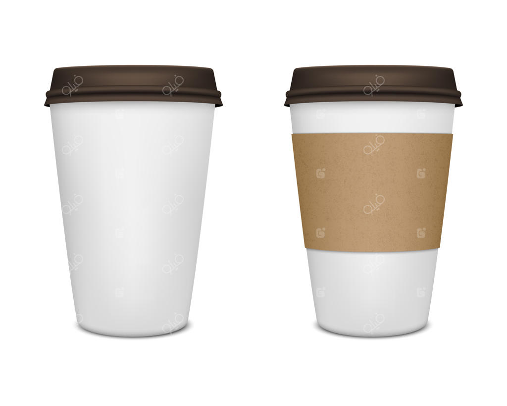 ست واقع‌گرایانه فنجان‌های کاغذی قهوه.
