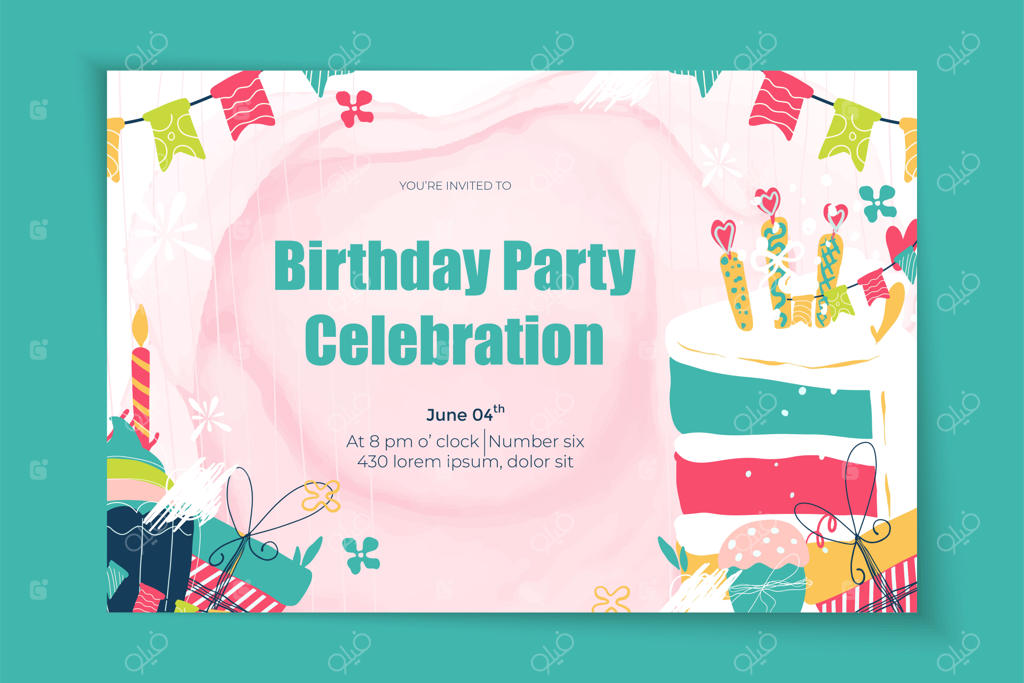 کارت تبریک تولد: کیک زیبای تولد با شمع‌ها