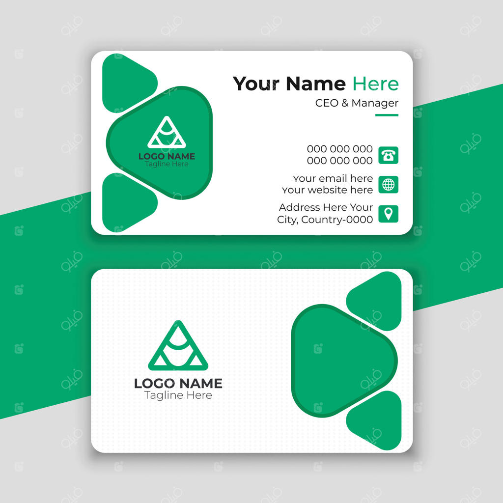 طراحی کارت ویزیت سبز و سفید