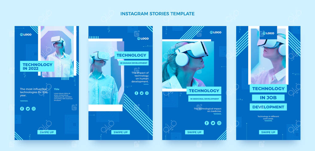 داستان‌های اینستاگرام با طراحی تخت در زمینه فناوری