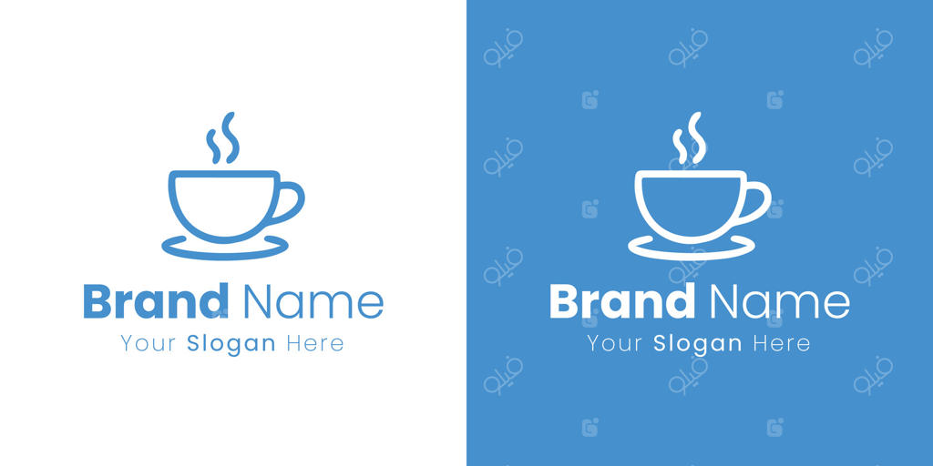 فنجان قهوه مدرن و مینیمال همراه با لوگوی بخار برای طراحی هویت برند کافه یا قهوه‌فروشی