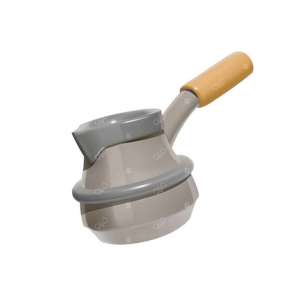 آیکون سه‌بعدی قوری قهوه خاکستری با دسته