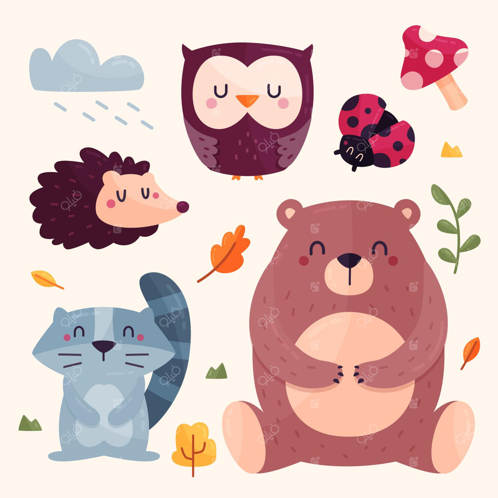 مجموعه حیوانات جنگل پاییزی