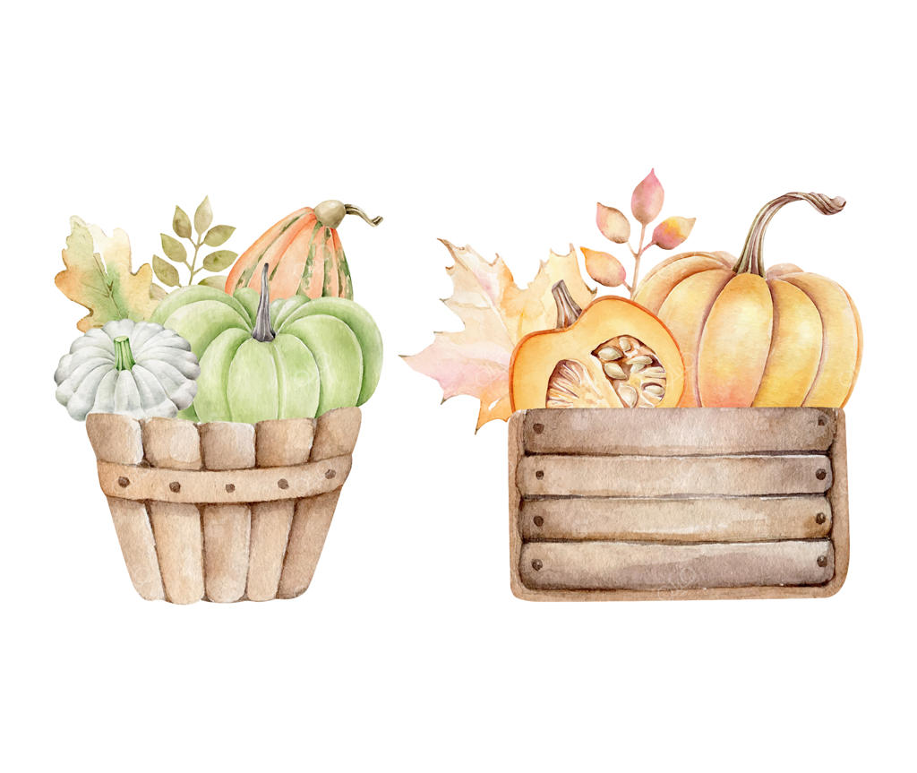 کدو حلوایی در جعبه چوبی