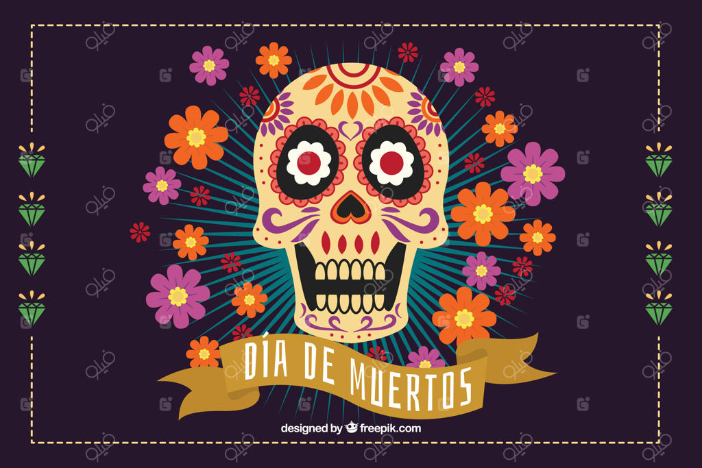 زمینه گل‌های جمجمه مکزیکی