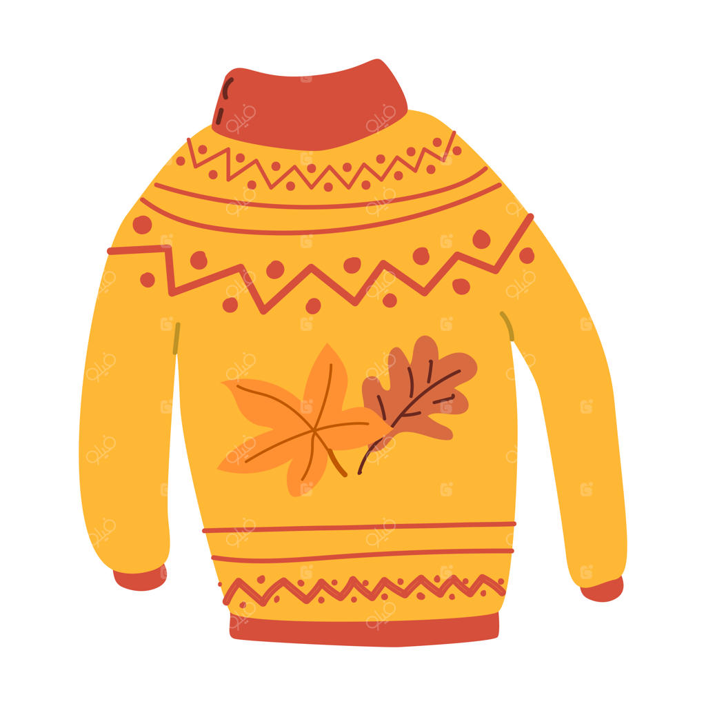 وکتور طرح دستی پلیور پاییزی با برگ