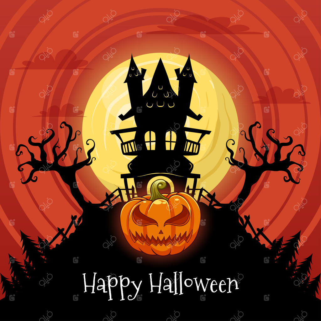 طرح مفهومی روز هالووین با تصویر کدو تنبل