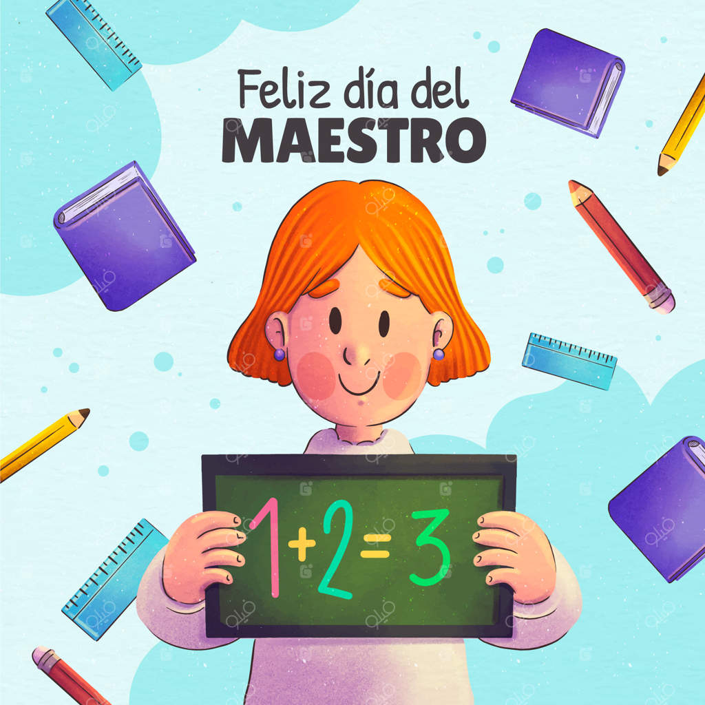 تصویر روز معلم با آبرنگ به زبان اسپانیایی