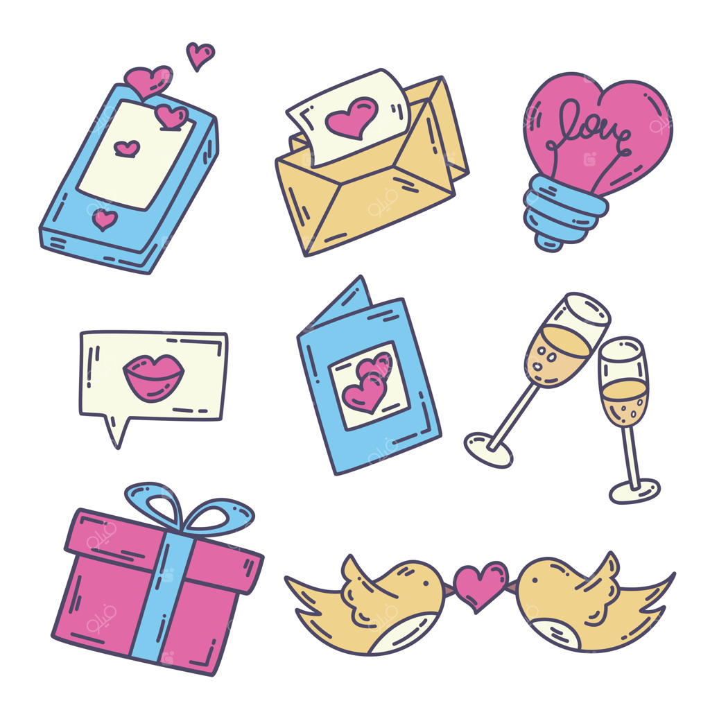 مجموعه وکتور عناصر با موضوع روز ولنتاین