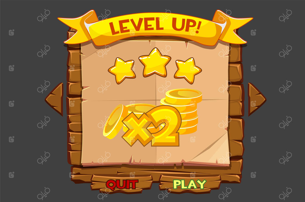مفهوم رابط کاربری بازی با قابلیت دو برابر شدن و ارتقاء سطح.
