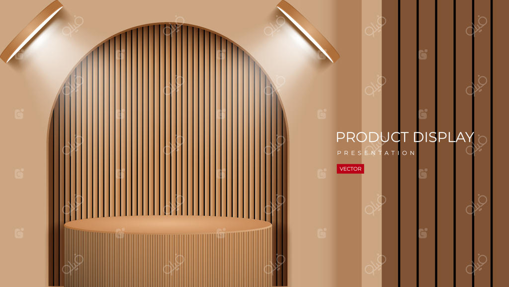 طراحی سکوی چوبی با پترن چوبی و نورپردازی مناسب