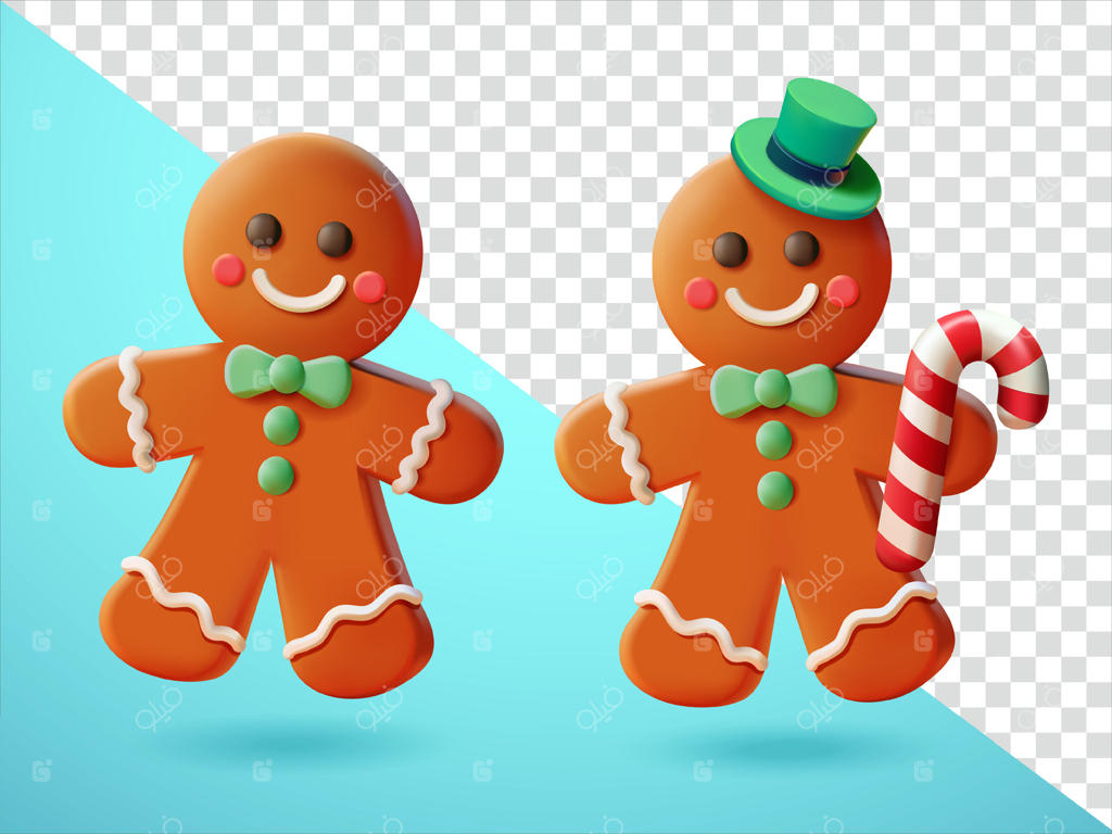 مرد زنجبیلی و آبنبات، سه‌بعدی. مناسب برای رویدادها و عناصر طراحی