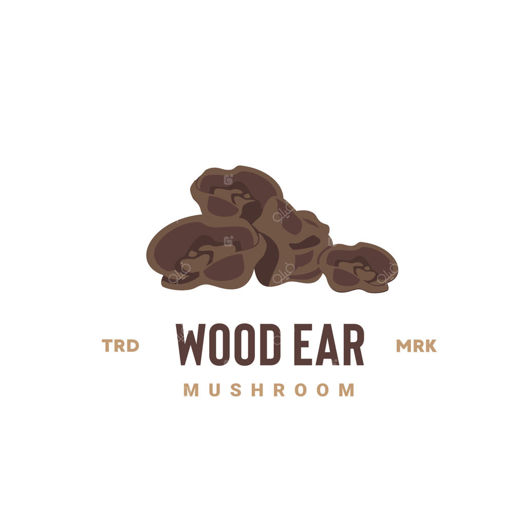 تصویر لوگوی قارچ گوش چوبی مناسب فروشگاه‌های سبزیجات و باغ‌ها، هم برای پوسترها و هم به عنوان آیکون وب.