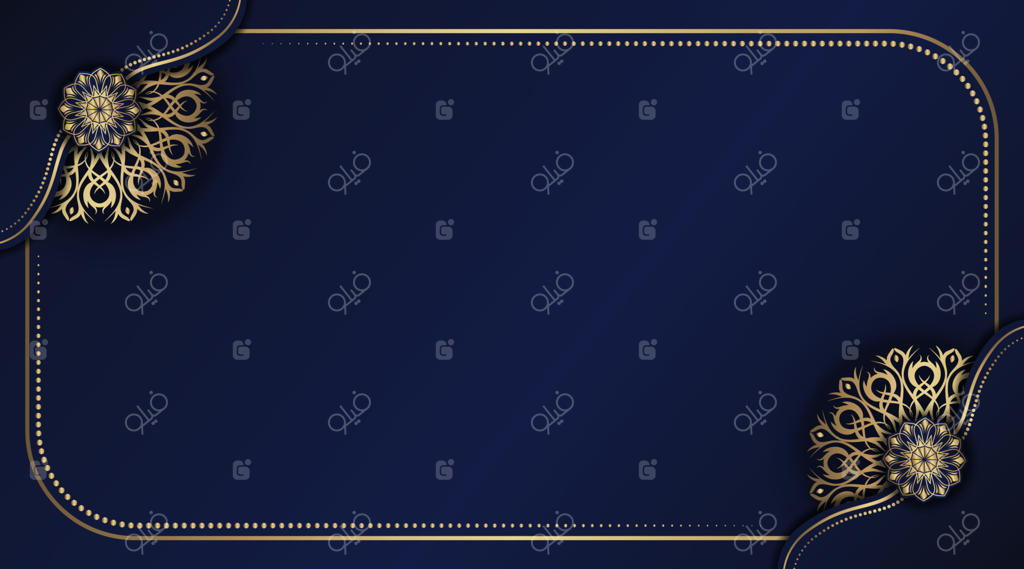 پس‌زمینه آبی با قاب قدیمی مندالای طلایی