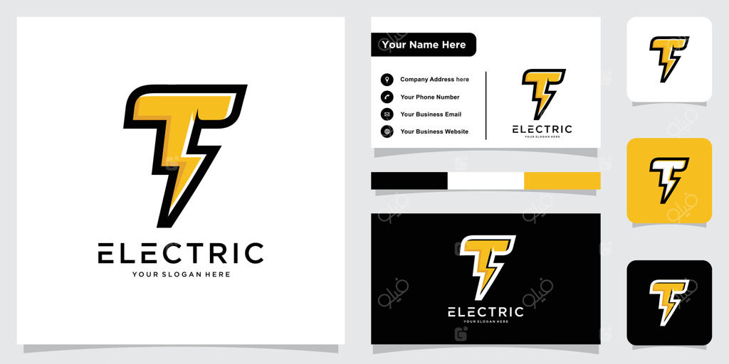 لوگوی حرف T با طراحی رعد و برق