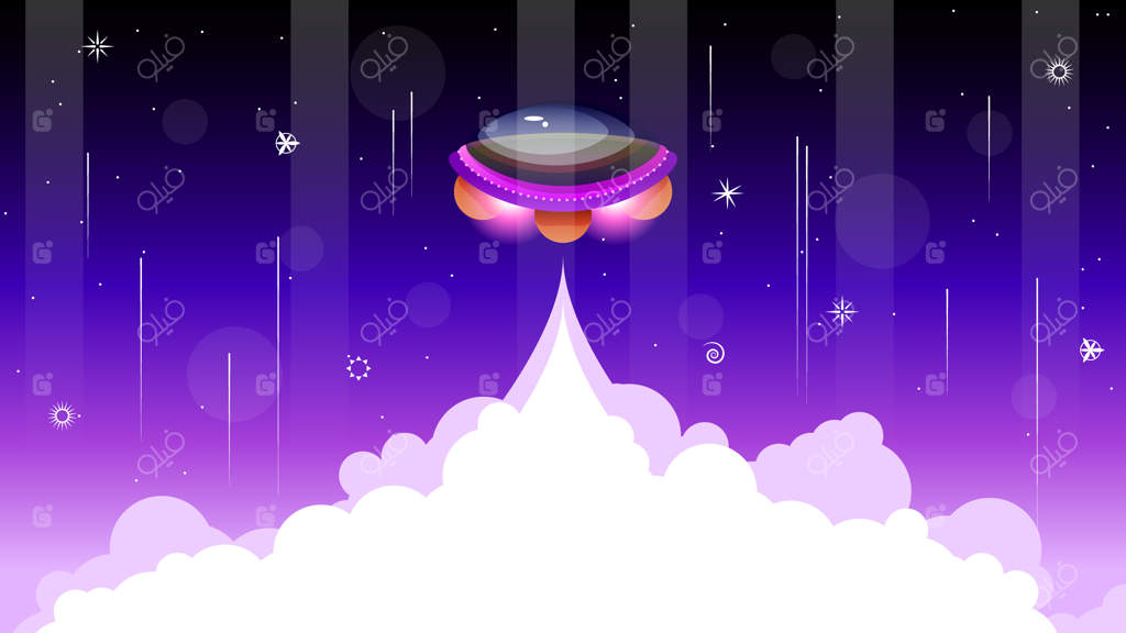 بیگانگان در فضاپیماهای پرنده بر پس‌زمینه سیاره‌ای تاریک - شیء ناشناس پرنده (یوفو)