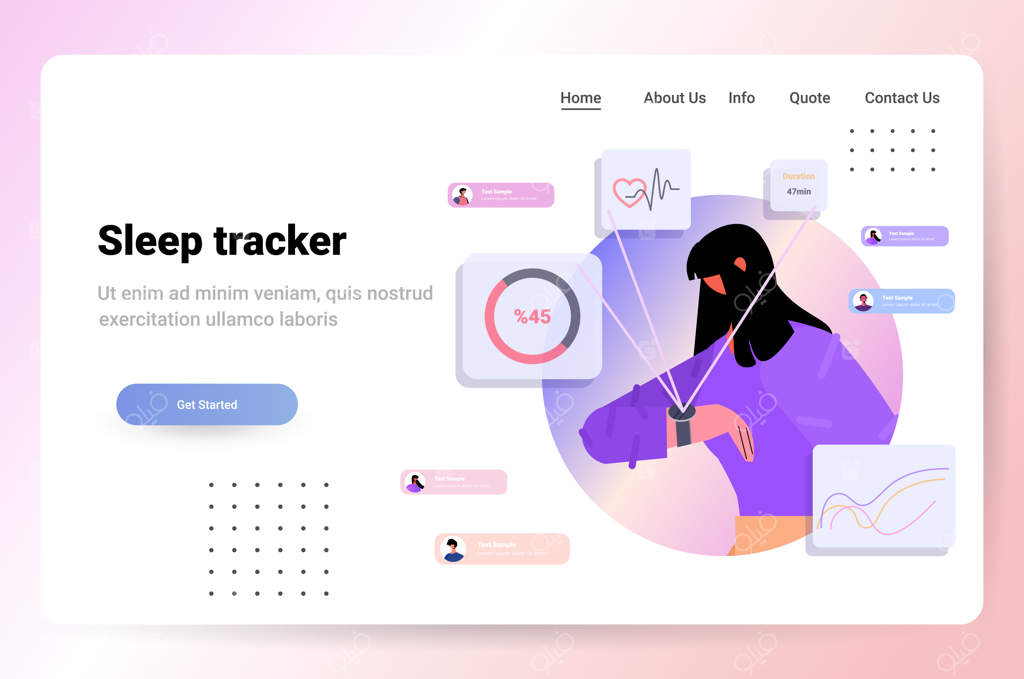 زن با استفاده از برنامه ساعت هوشمند برای نظارت بر کیفیت و کمیت خواب
