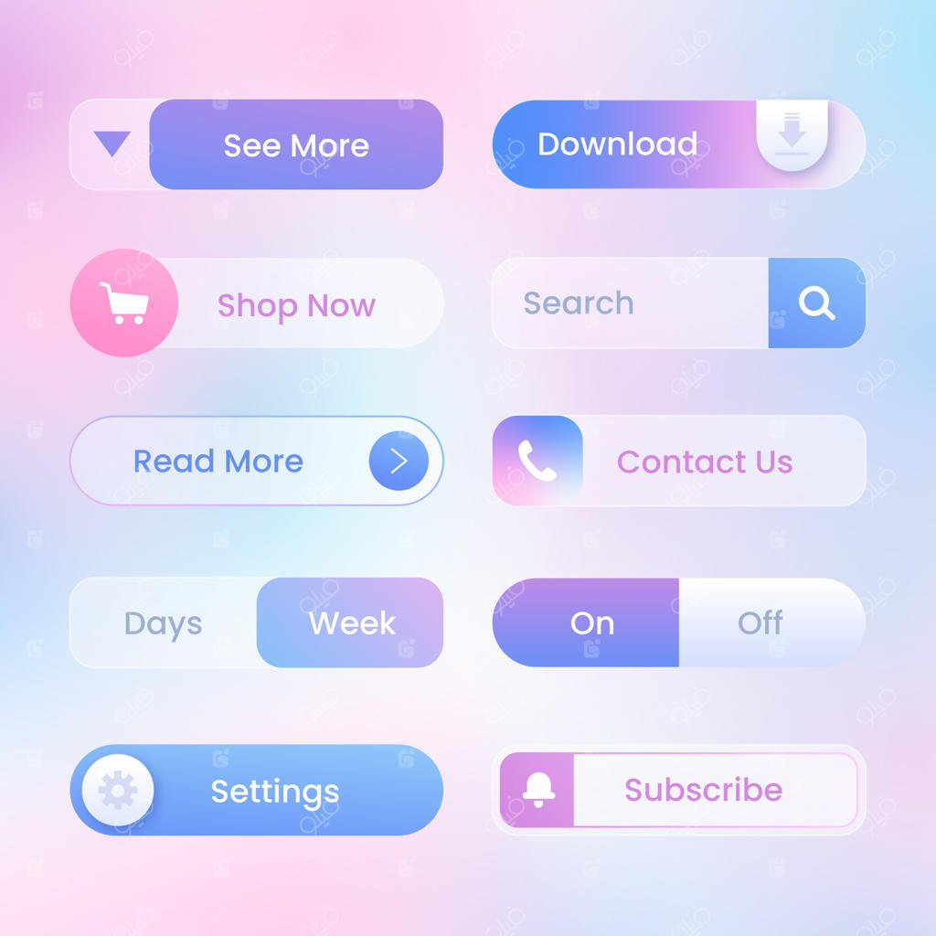 مجموعه‌ای از دکمه‌های رابط کاربری واقع‌گرایانه