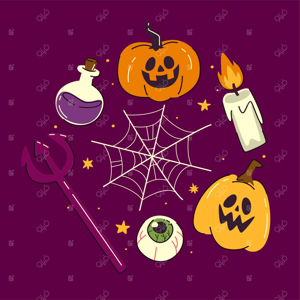 تصویرسازی بامزه و دستی هالووین