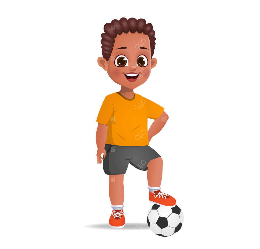 پسر بچه ناز در حال بازی فوتبال