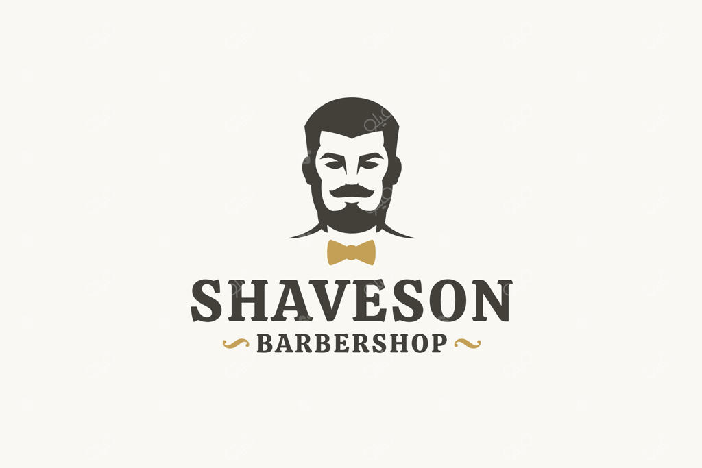 لوگوی آرایشگر مردانه کلاسیک با کراوات و ریش برای کسب‌وکار آرایشگاه