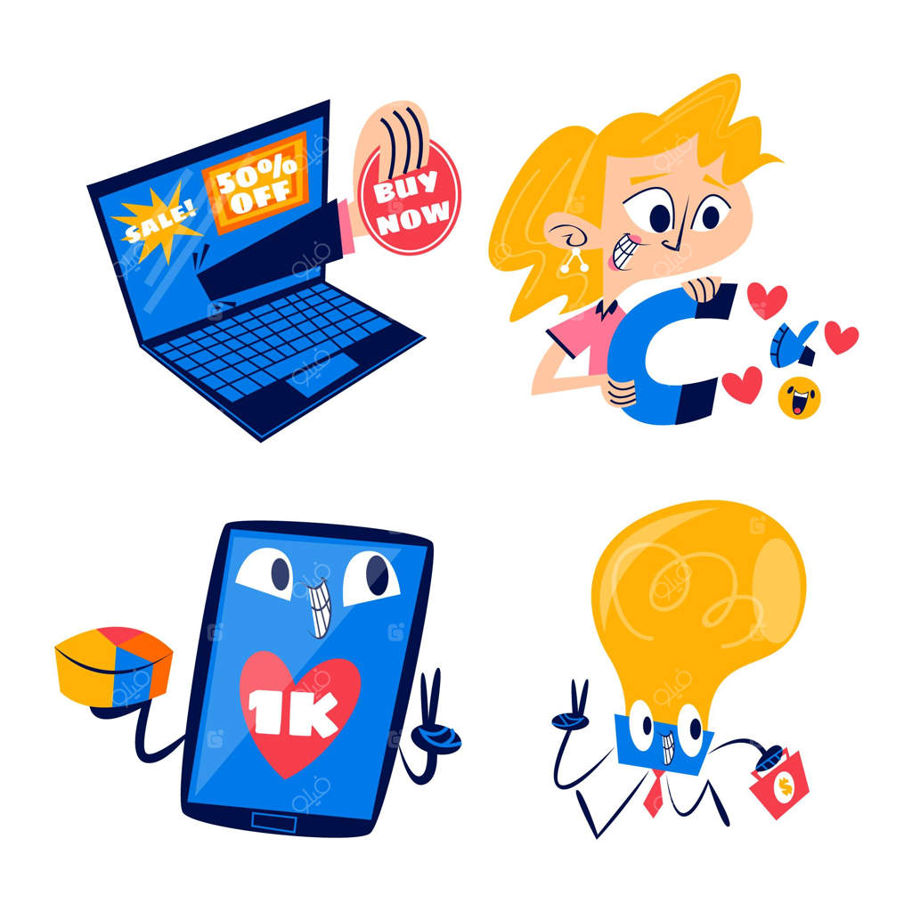 مجموعه برچسب‌های تبلیغاتی کارتونی کلاسیک