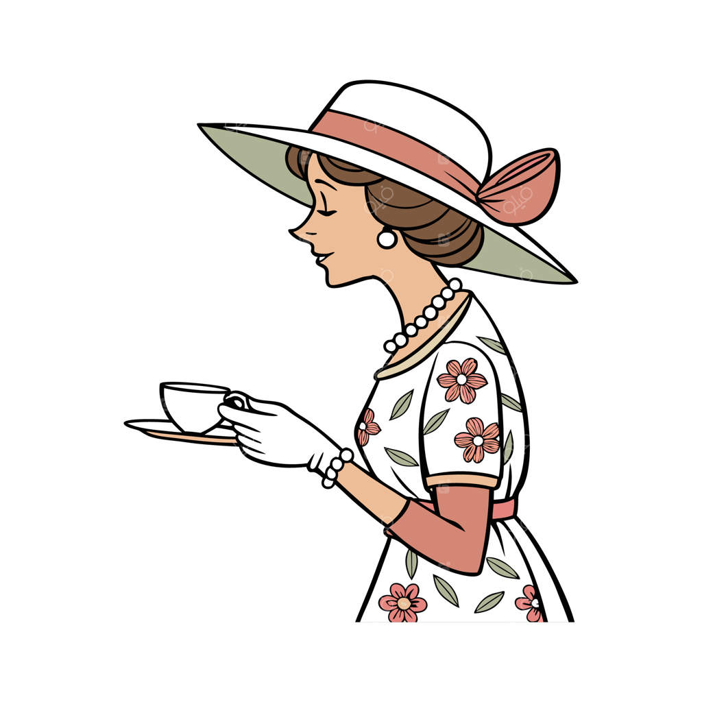 طراحی مدل مد و زیبایی برای چای‌خوری در باغ شیک.