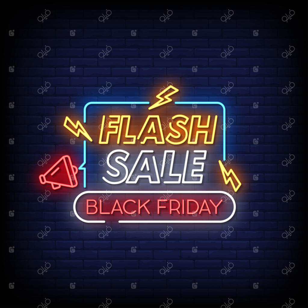 فروش فوق‌العاده جمعه سیاه با طراحی نوشته‌های نئون.