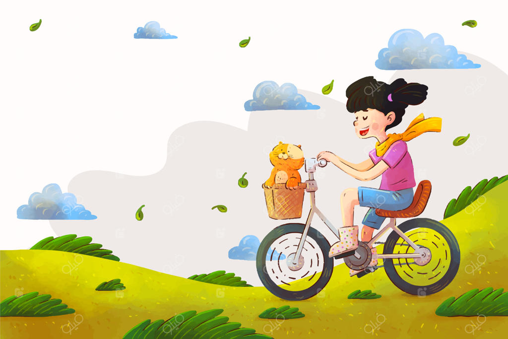 پس‌زمینه روز جهانی دوچرخه با طراحی آبرنگی