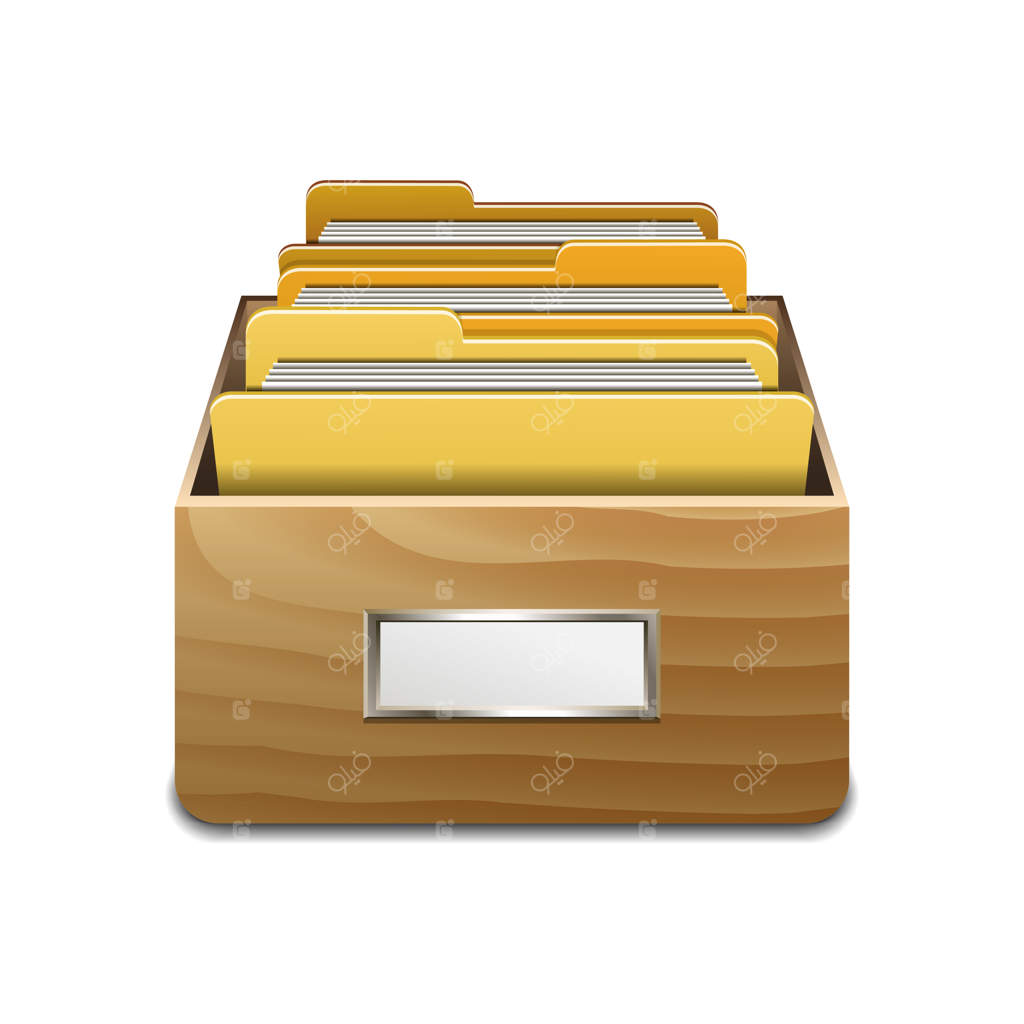 کابینت فایل چوبی با پوشه‌های زرد: مفهومی مصور از سازماندهی و نگهداری پایگاه داده.