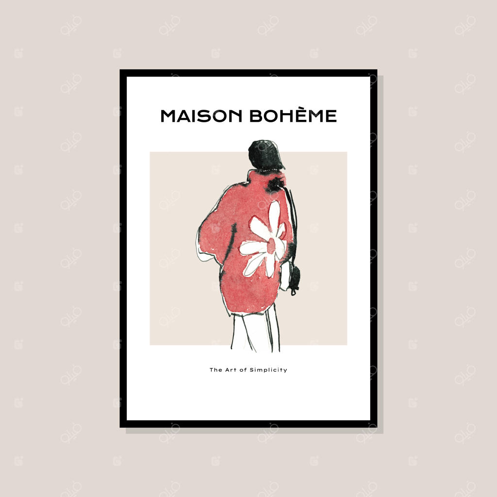 تصویرسازی آبرنگی و دستی سیلوئت زن با استایل فشن برای مجموعه پوستر