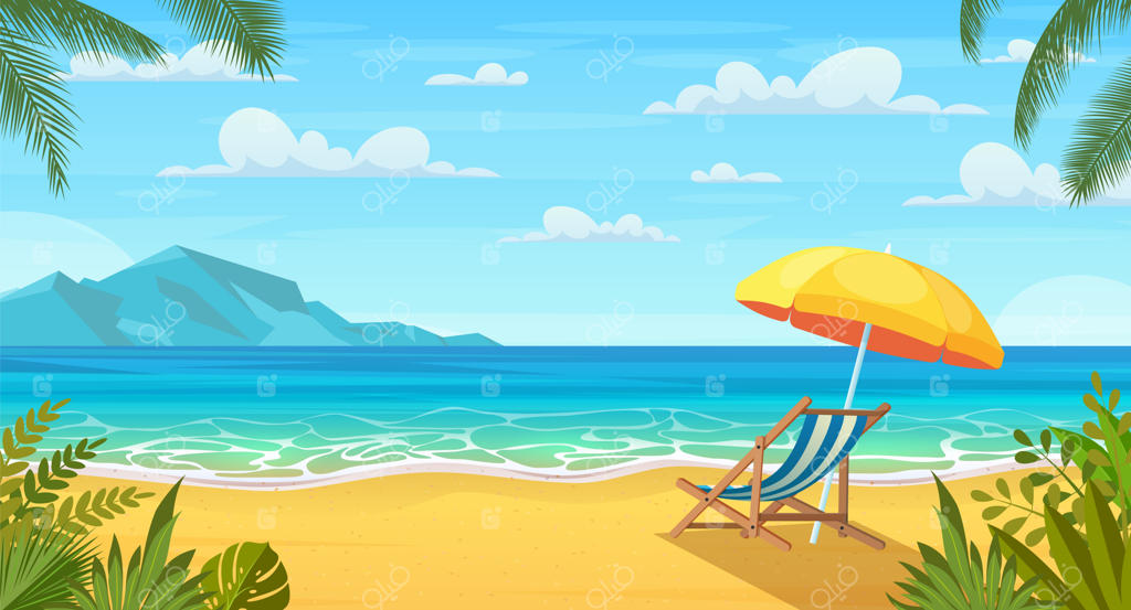 ساحل دریا و تخت‌های آفتاب‌گیر: تصویری از تعطیلات و افق دریا