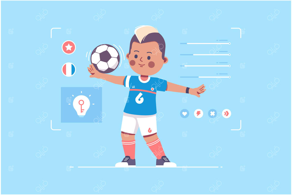 طراحی شخصیت بامزه بازیکن فوتبال فرانسه