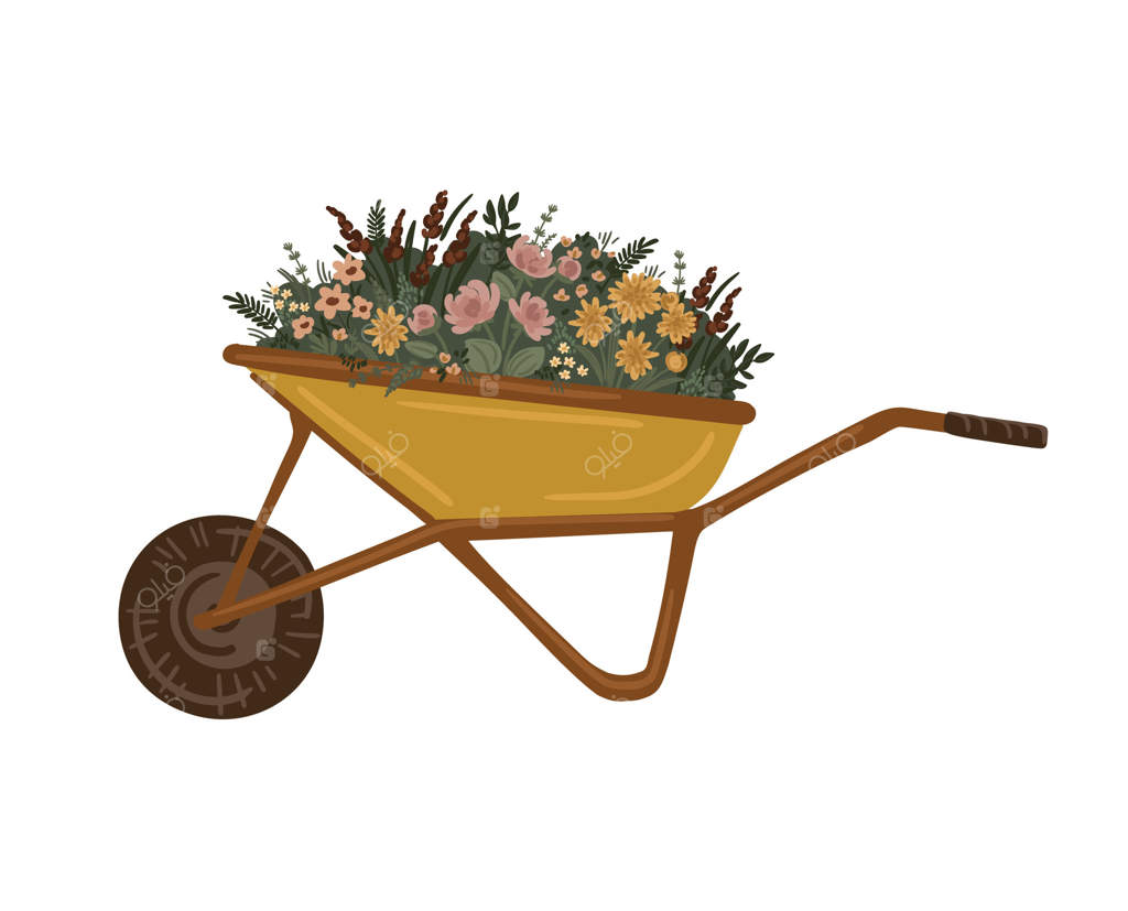 فرغون باغبانی با گل‌ها. تصویر جداگانه برای طراحی