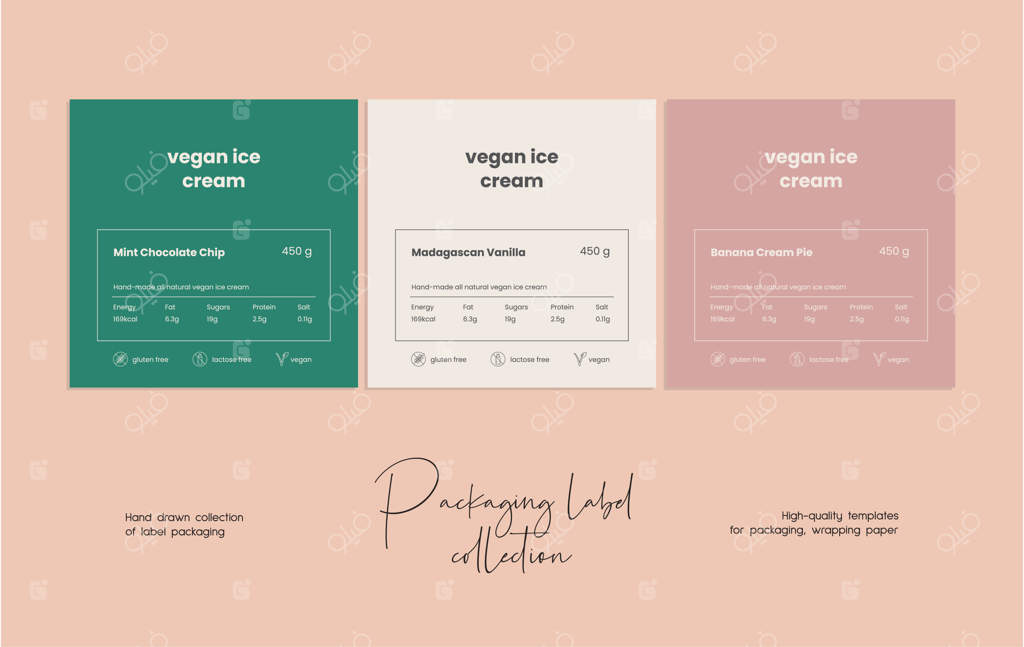 قالب طراحی برچسب محصولات آرایشی با طرح خط دست‌کشیده به صورت وکتور