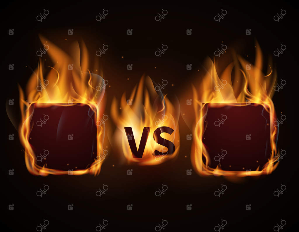 صفحه نبرد با قاب‌های آتش و حروف مبارزه.