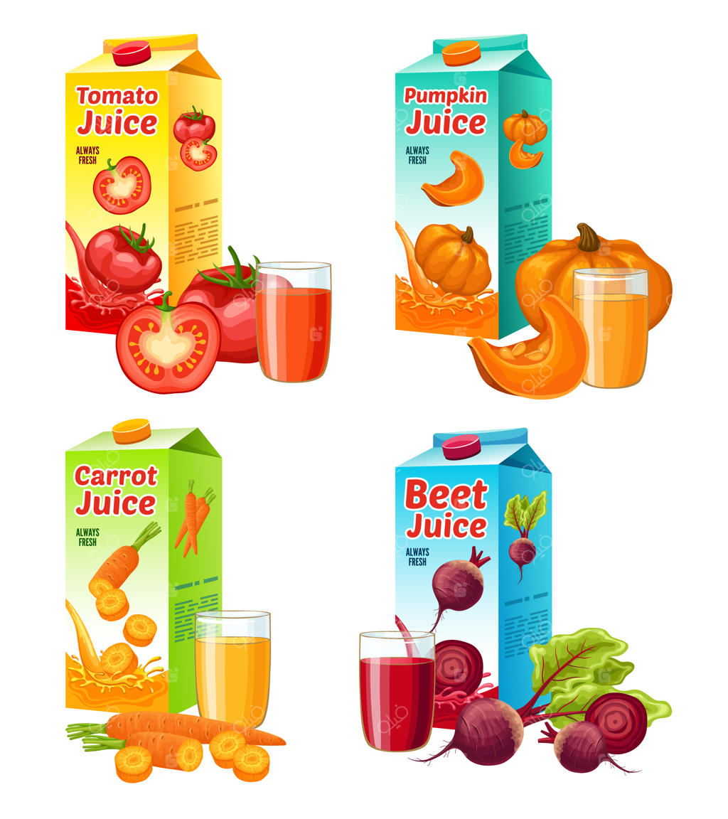 مجموعه‌ای از آب‌میوه‌های تازه و درخشان سبزیجات