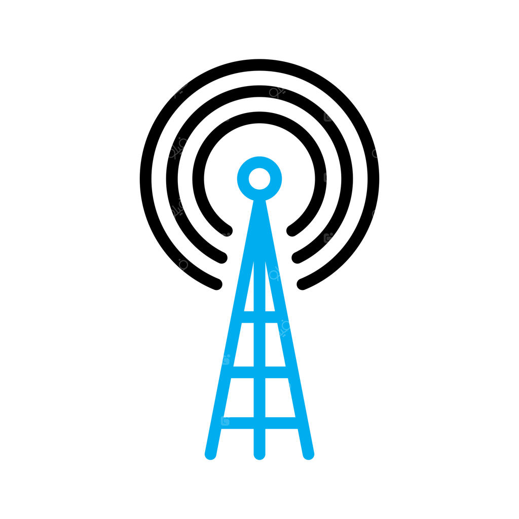 قالب لوگو و طرح وکتور آیکون دکل مخابراتی و سیگنال، چندمنظوره و جدا شده در پس‌زمینه سفید