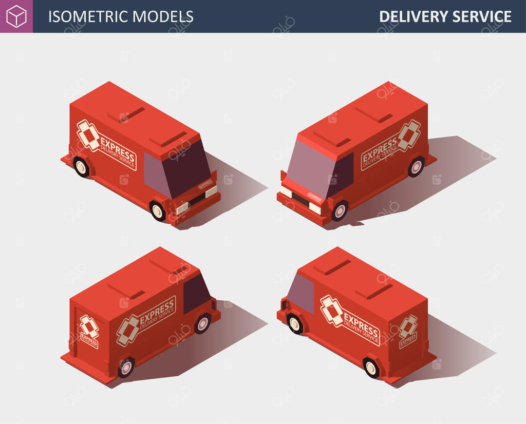 حمل و نقل با کامیون: تحویل سریع و خدمات لجستیکی. تصویرسازی به سبک ساده.