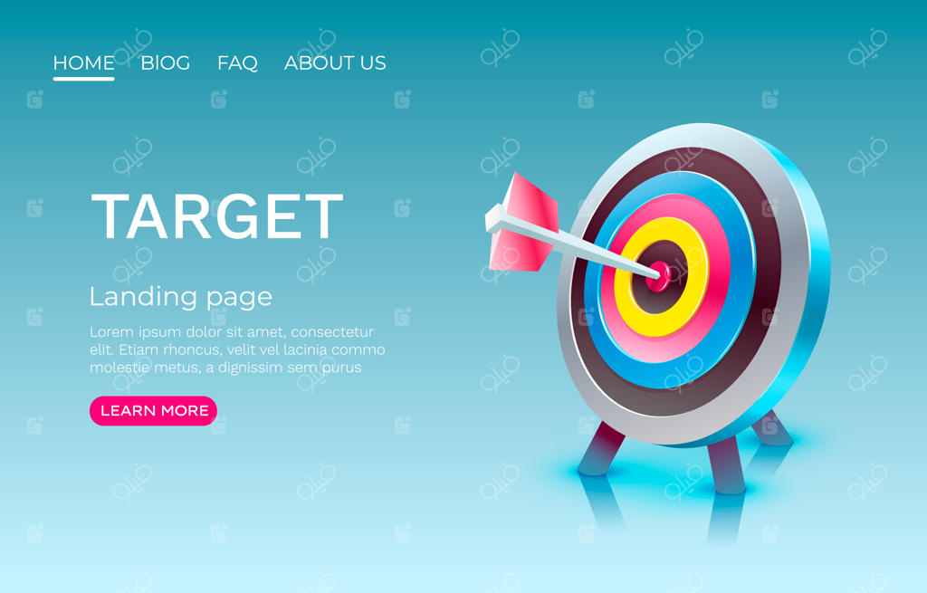 آیکون وکتور کسب و کار و بنر صفحه فرود هدف