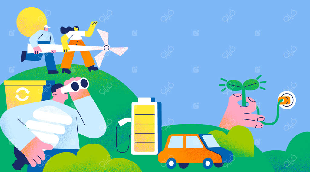 پس‌زمینه‌ی فناوری سبز با طراحی دستی