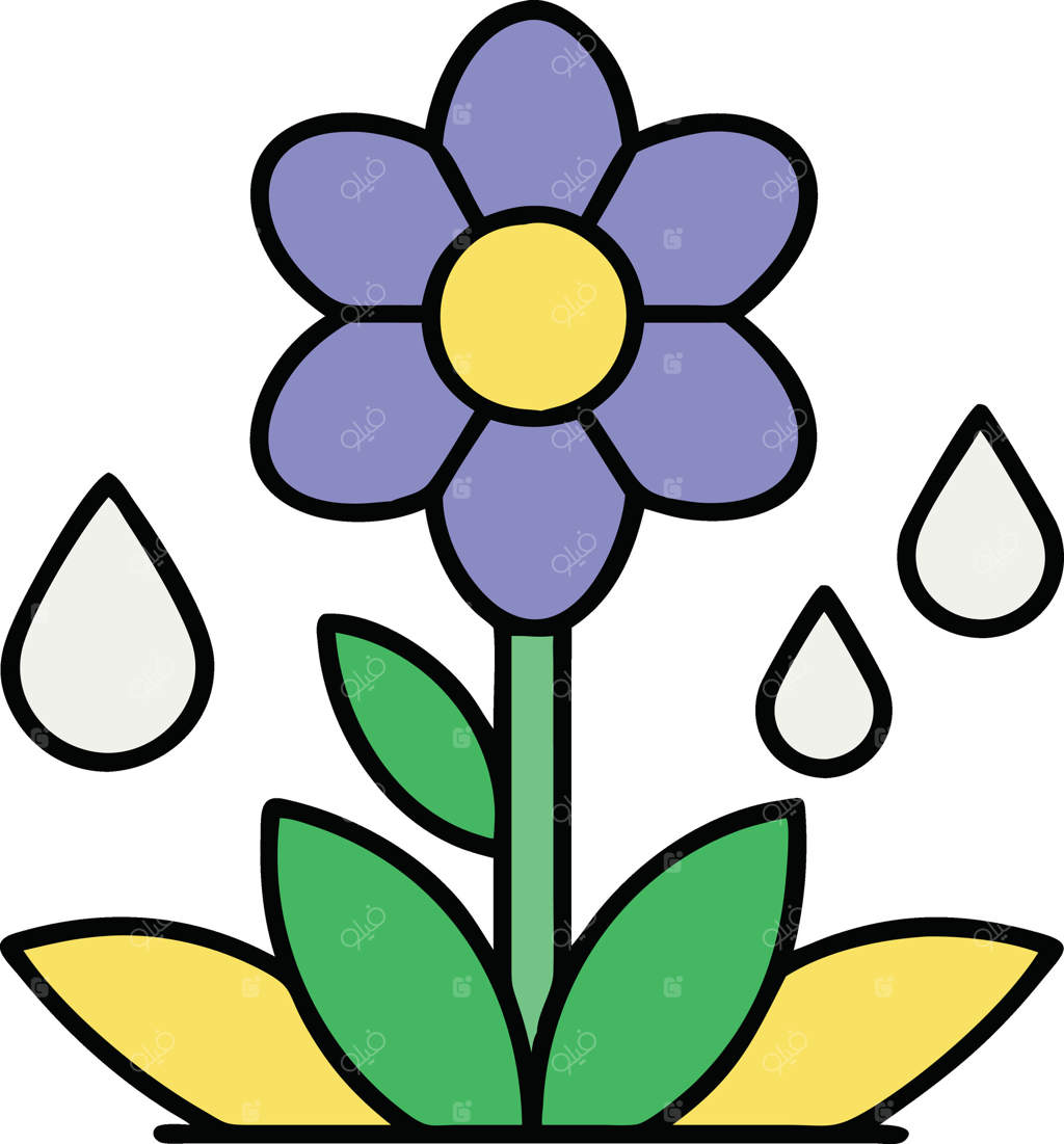 گل بنفش در حال رشد، قطرات آب، طبیعت، گیاه، شکوفه، بهار، باغ، خاک، رشد، زندگی