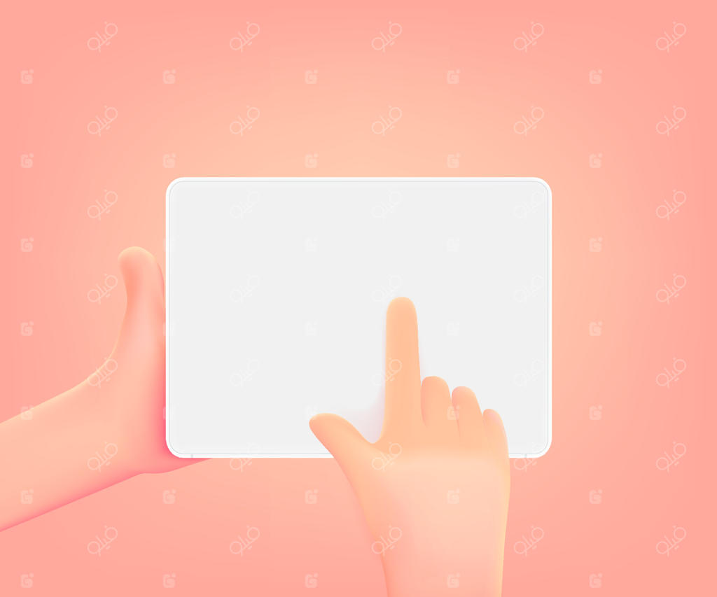 استفاده از تبلت با صفحه نمایش خالی؛ تصویرسازی وکتور سه‌بعدی