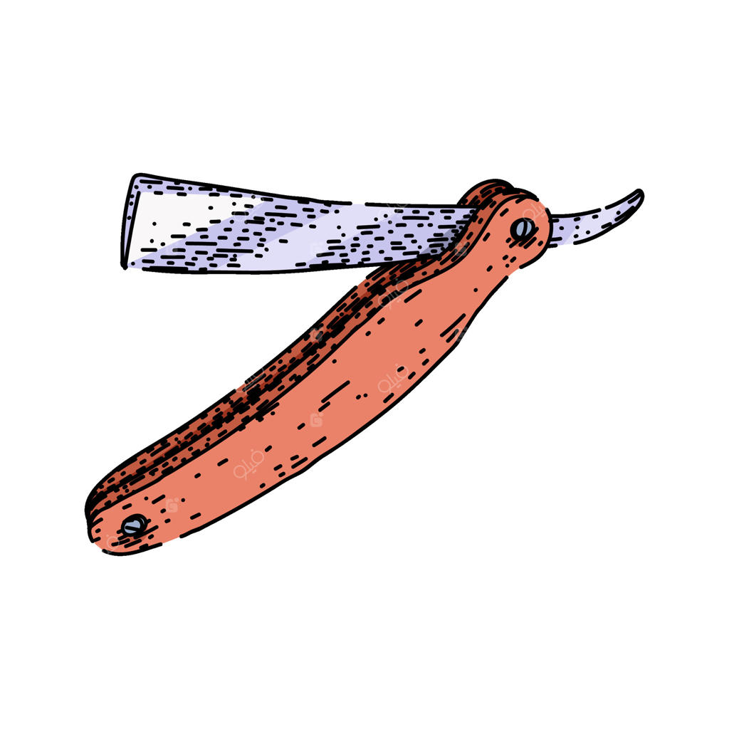 تصویر دست‌کشی تیغ تیز سلمانی دستی طراحی‌شده