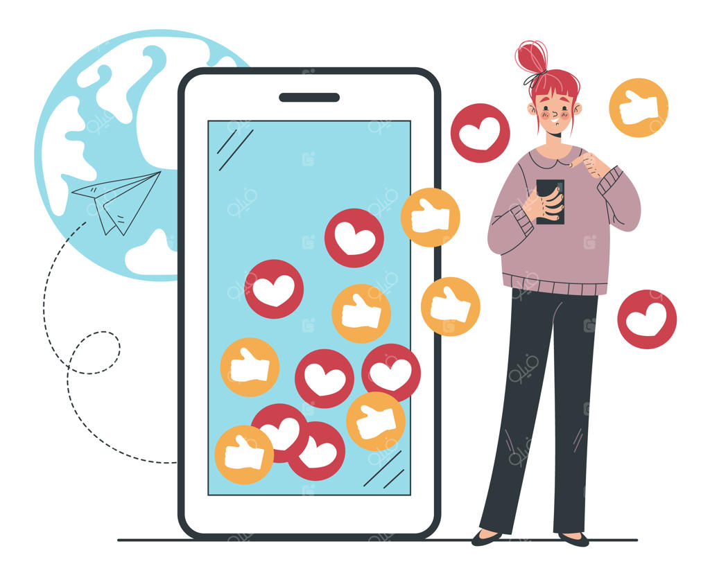 تصویرسازی کارتونی طراحی گرافیکی تخت: واکنش‌های شبکه‌های اجتماعی به شخصیت وبلاگ‌نویس زن